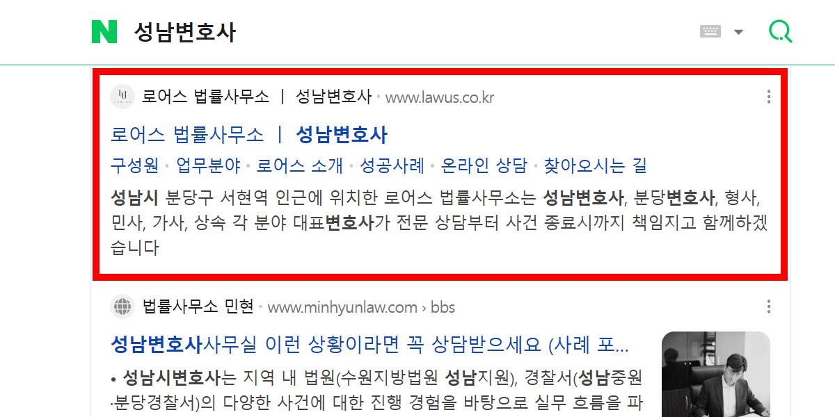 Naver Search result mockup